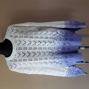 Macaron Open Knit Oversized Sweater Cream & Periwinkle Blue Women's Size Small